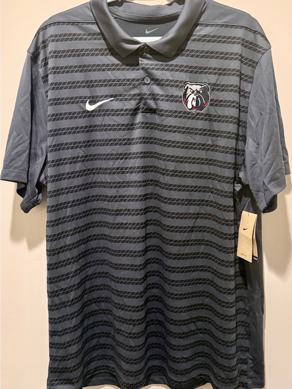 Nike Dri-FIT NCAA Georgia Bulldogs Vapor Stripe Polo Shirt Grey NWT